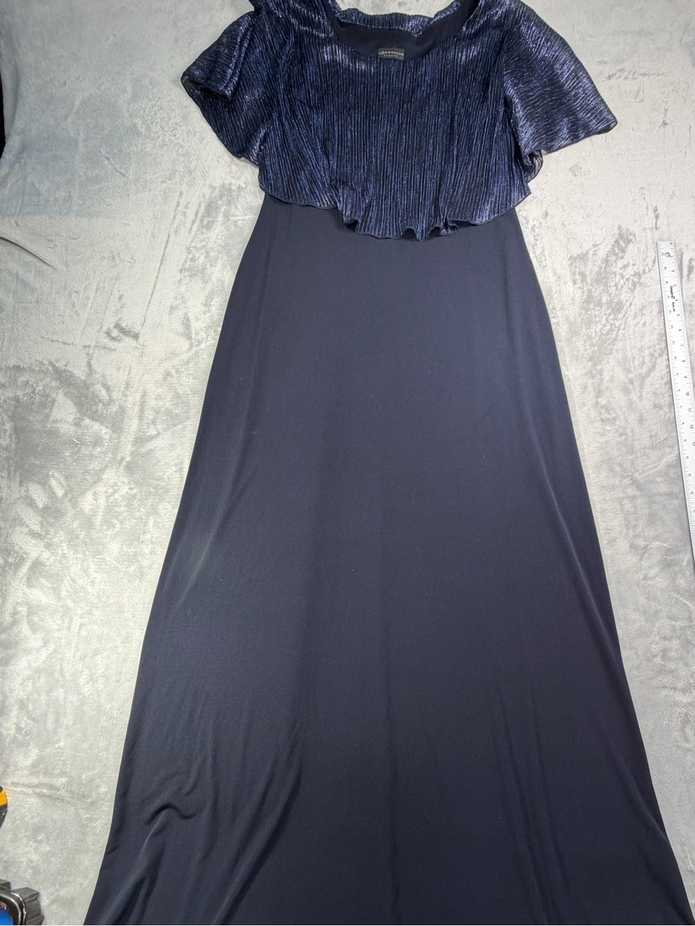 connected apparel Navy Blue Maxi Dress Guest Wedding Fall Winter Party 12